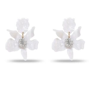 Lele Sadoughi Mother of Pearl Crystal lily earrings